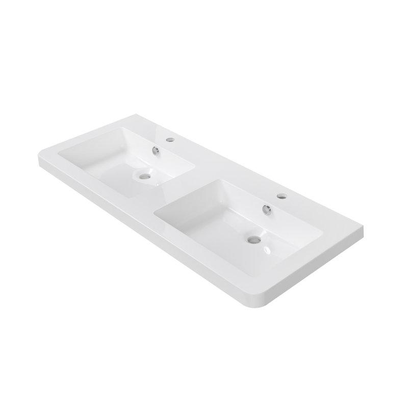StreamlineBath 47.2'' Solid Surface Double Vanity Top with Sink and 2
